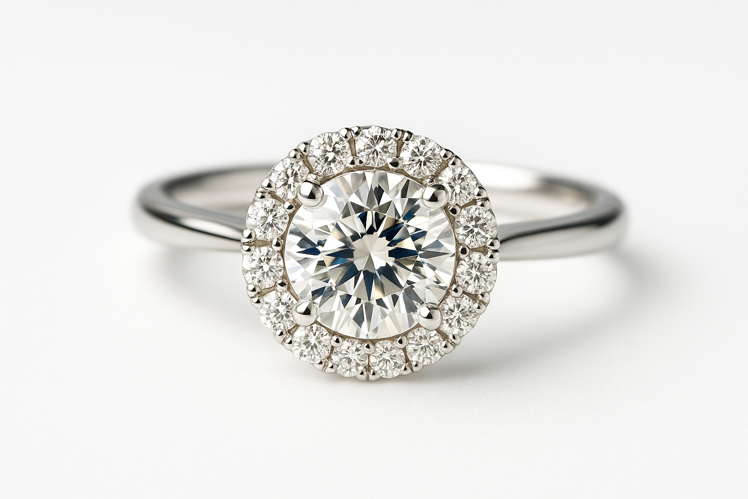 Diamond halo engagement ring